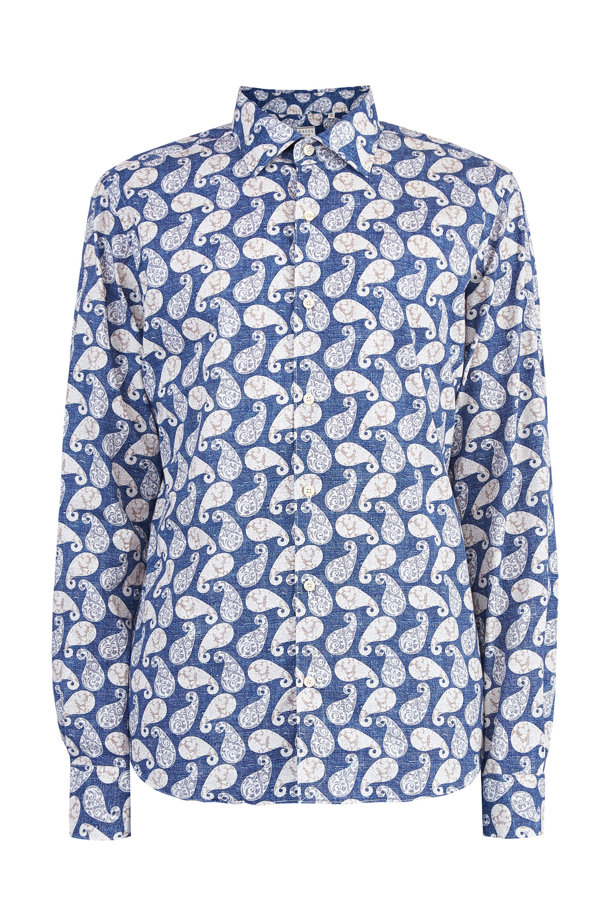 Приталенная рубашка из хлопка с выбеленным эффектом Beluga washed XACUS, цвет мульти, размер 50;52 - фото 1